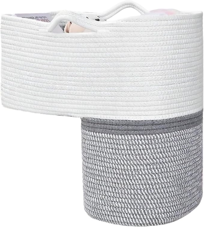 Trapmand - Opbergmand - Ruimte Besparen - Geweven Katoen - 40 cm - Grijs Wit