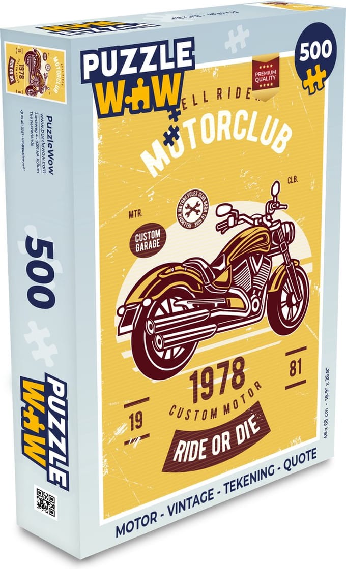 Puzzel Motor - Vintage - Tekening - Quote - Legpuzzel - Puzzel 500 stukjes