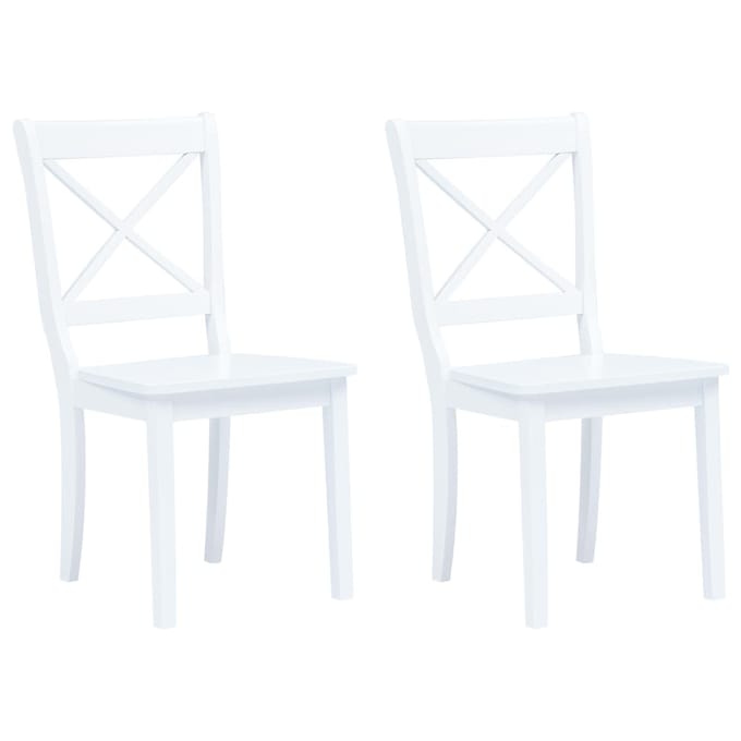 vidaXL - Eetkamerstoelen - 2 - st - massief - rubberwood - wit