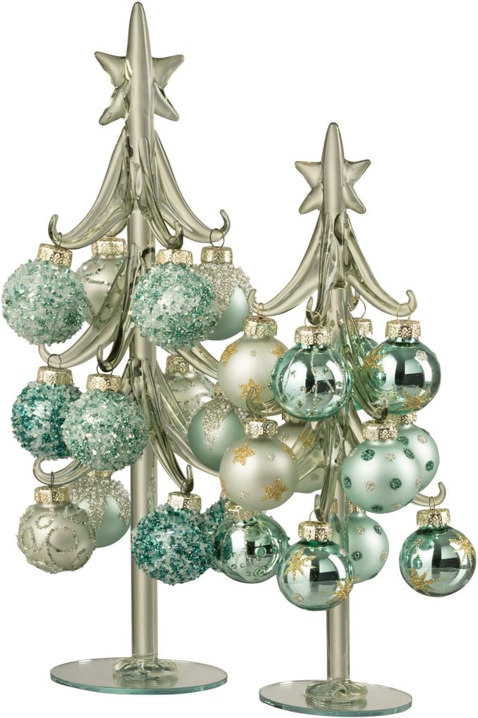 J-Line decoratie kerstboom + Ballen - glas - groen/blauw - large