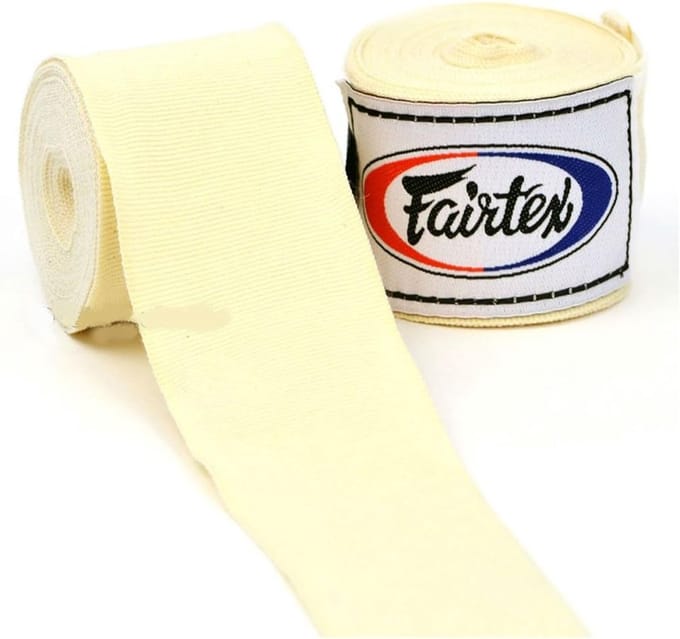 Fairtex Handwraps – Wit – 4,5 Meter – Elastisch Katoen – Stevige Polsondersteuning – Voor Boksen & Kickboksen