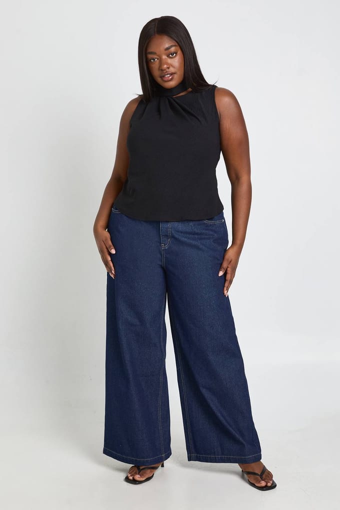 boohoo Dames Plus Wikkel Sjaal Top | Zwart | Maat: 54