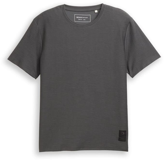 Tom Tailor Denim - T-shirt met textuur - Maat XS - ash grey