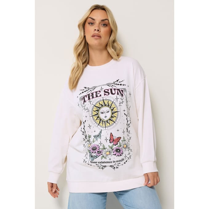 Yours Ivoorwit Sweatshirt Met Zonneprint En Bloemenprint Size 44