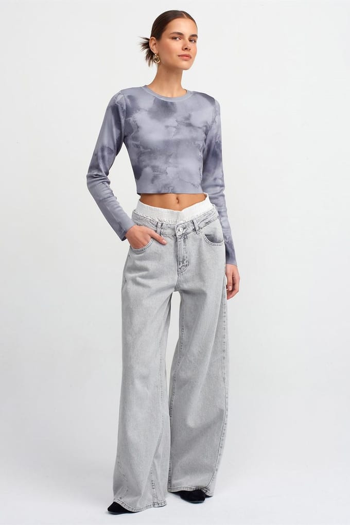 Hoog-Waisted Wijde Jeans van Katoen