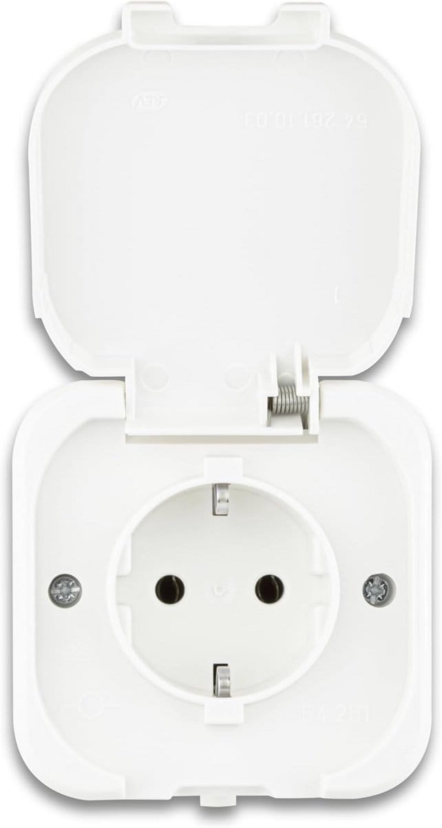 Stopcontact voor vochtige ruimtes IP44, opbouw, wit, dubbele functie