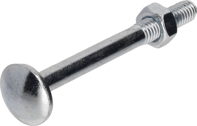 Slotbout met moer. M6 x 60mm. lang. Gegalvaniseerd. 25 stuks Houtbout. Ifix.