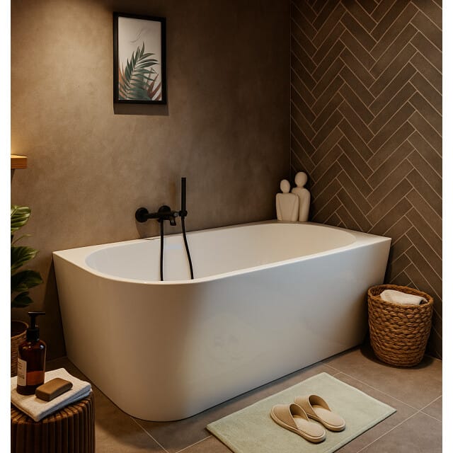 Badplaats Ligbad Isia 170 x 78 x 60 cm – Hoekbad – Hoogglans wit – rechts