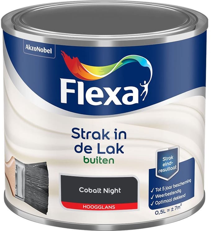 Flexa - Strak In De Lak Buitenlak Hoogglans - Cobalt Night - Mengverf - 500 Ml