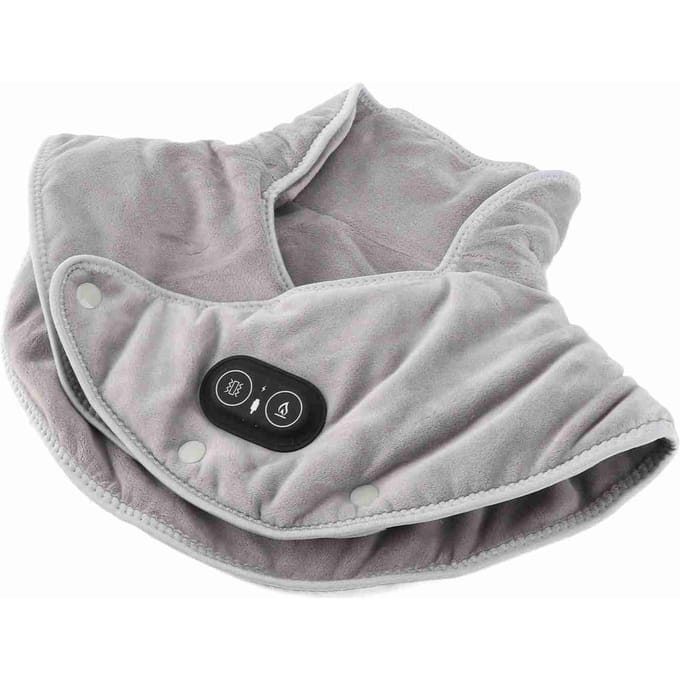 Coussin chauffant gris pour le cou et les épaules, réglage de la température sur 3 niveaux, mode massage, tissu sable gray