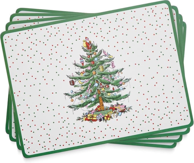 Set van 4 Kerst Placemats met Kurk Onderkant | Hitte- en Vlekbestendig Tafelaccessoire