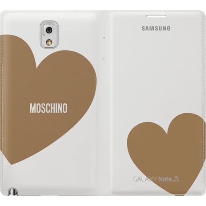 Samsung Flipcover Moschino voor Samsung N9005 Galaxy Note III - Wit/Goud