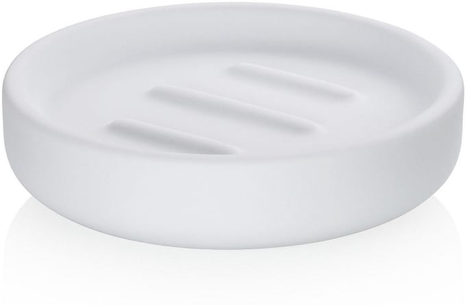Zeephouder, Zeepbakje, 11.5 cm, Keramiek met Rubbercoating, Wit - Kela | Sana