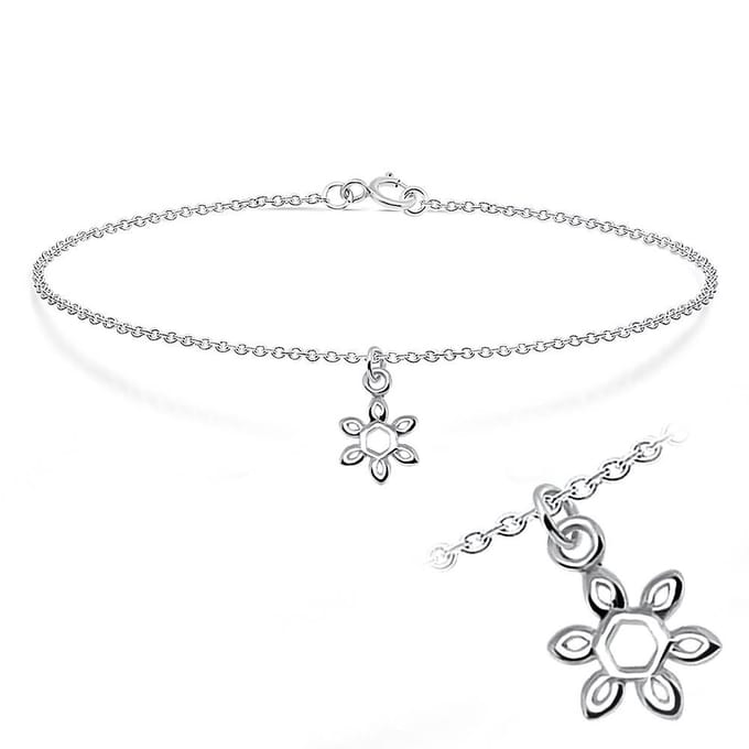 Joy|S - Zilveren armband - bloem bedeltje - 18 cm