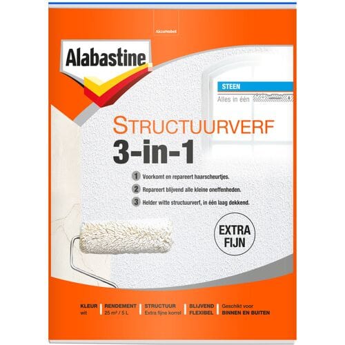 Alabastine Structuurverf Muurverf - Mat - Wit - 5l