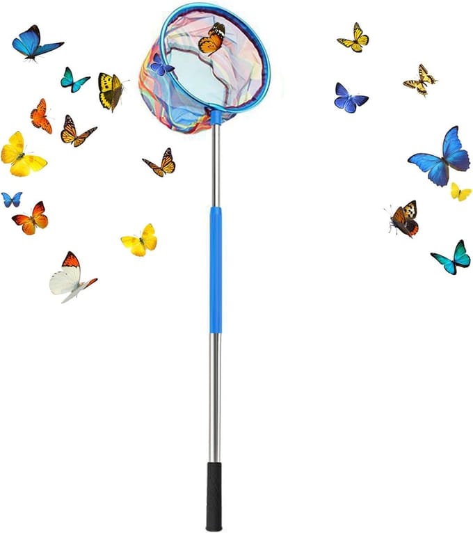Intrekbaar Strandnet - Vlindernet Schepnet - Buiten Spelen - Antislip Greep - 170cm Lengte - Blauw