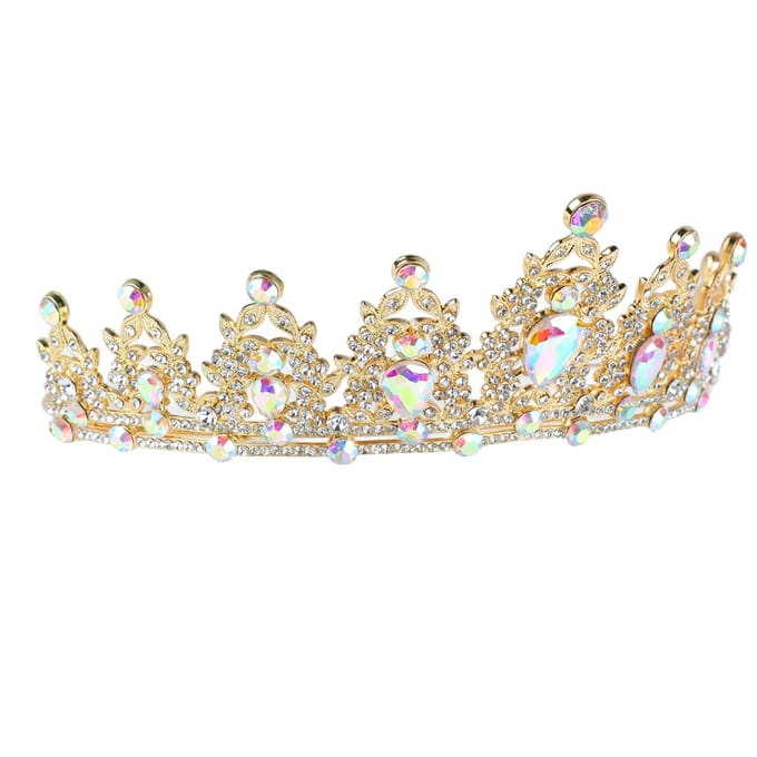 Dames Kroon Goudkleurig Strass Retro Halve Cirkel Haaraccessoires Kroon voor Bruiloft Feest Prom beige