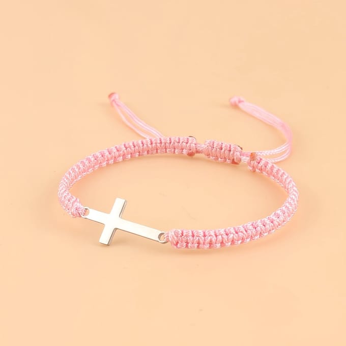VANDAAG VERZONDEN - Armband - Kruis - Christelijk - Handmade - Roze