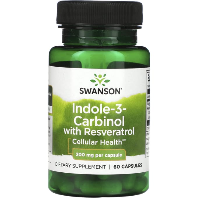 Indool-3-carbinol en resveratrol, 200 mg, 60 capsules