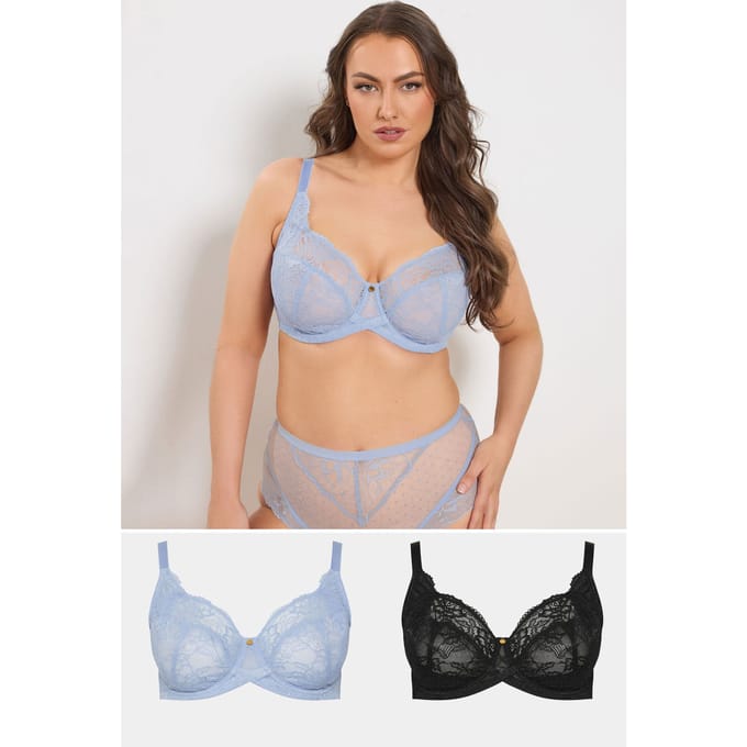 Yours 2 Pack Blauwe Ongevulde Bh's Met Beugel Size 85C