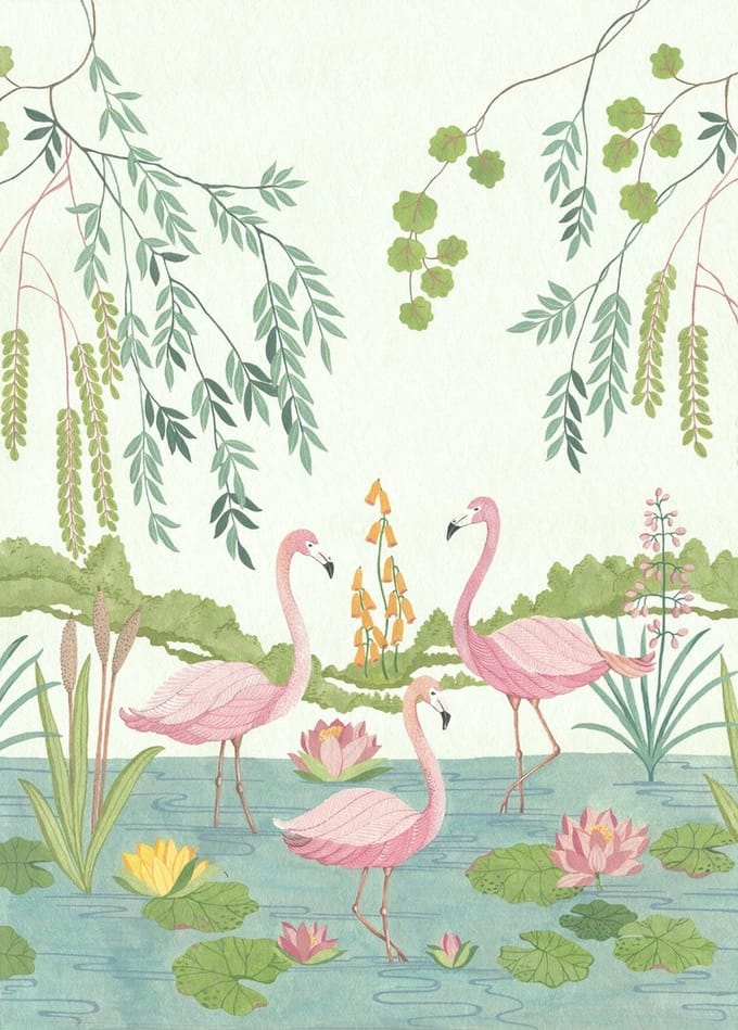 Fotobehang Flamingo Vibes - Meerkleurig - 2,80m X 200cm
