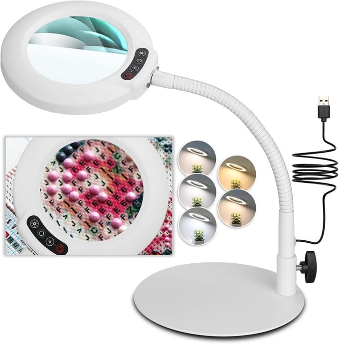 Vergrootglas met Verlichting - Loelamp - Dimbare Tafelvergrootglas - Hobbyruimte