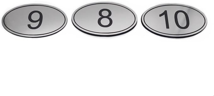 Tafelnummers Set - Genummerde Labels - Horeca Inrichting - Duurzaam ABS Kunststof - 90x55mm - Zilver