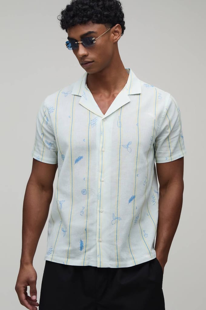 Regular Fit Overhemd Met Krijtstreepprint | Blue | Size Medium