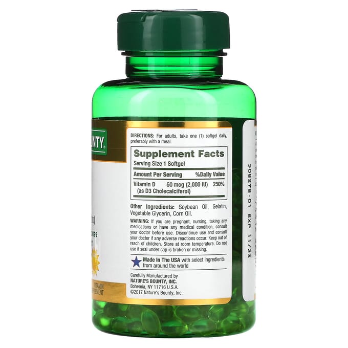 Nature's Bounty, D3, 50 mcg(2000 IE), 350 softgels