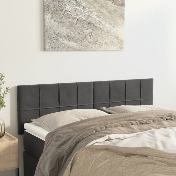 vidaXL - Hoofdborden - 144x5x78/88 - cm - fluweel - donkergrijs