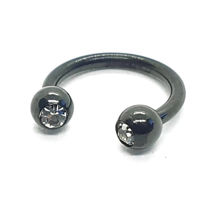 Zwart Met Steentjes - Neus / Septum / Helix Piercing