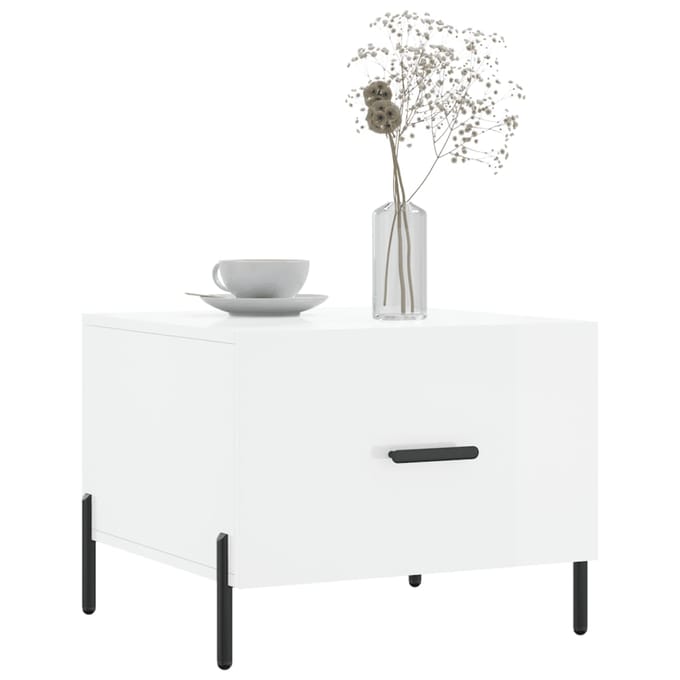vidaXL - Salontafel - 50x50x40 - cm - bewerkt - hout - hoogglans - wit