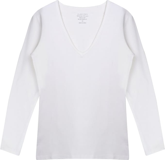 V-Neck T-Shirt LS - White - Claesen's®