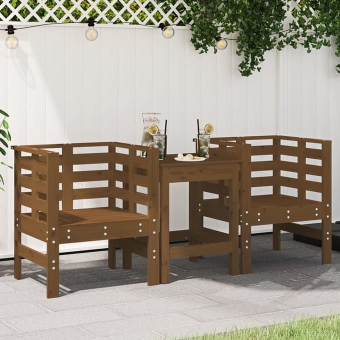 vidaXL - Tuinstoelen - 2 - st - 61,5x53x71 - cm - massief - grenenhout - honingbruin