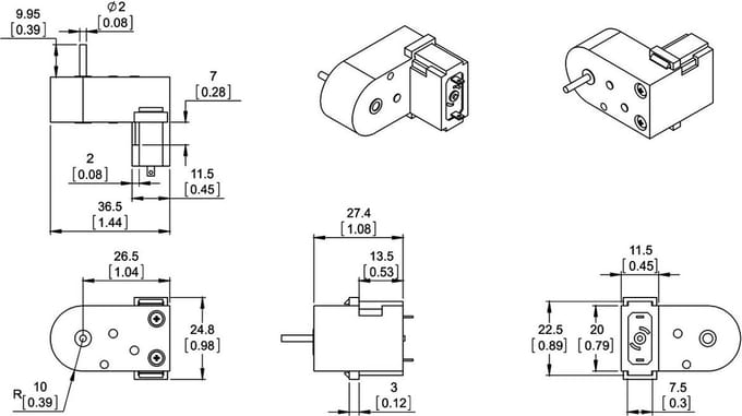 120:1 Mini Plastic Gearmotor, Offset 2mm Spline Output Pololu 1122