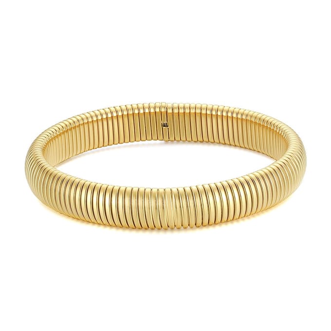 Twice As Nice Armband in goudkleurig edelstaal, bangle gestreept 19cm