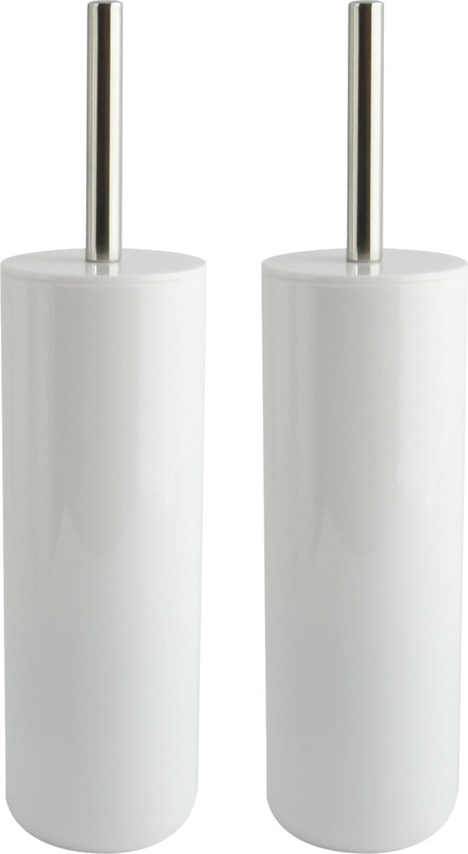 MSV Porto Toilet/wc-borstel houder - 2x - kunststof - wit - 38 cm