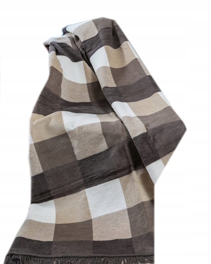 Acryl katoenen plaid 150x200 cm geruit, warm en zacht