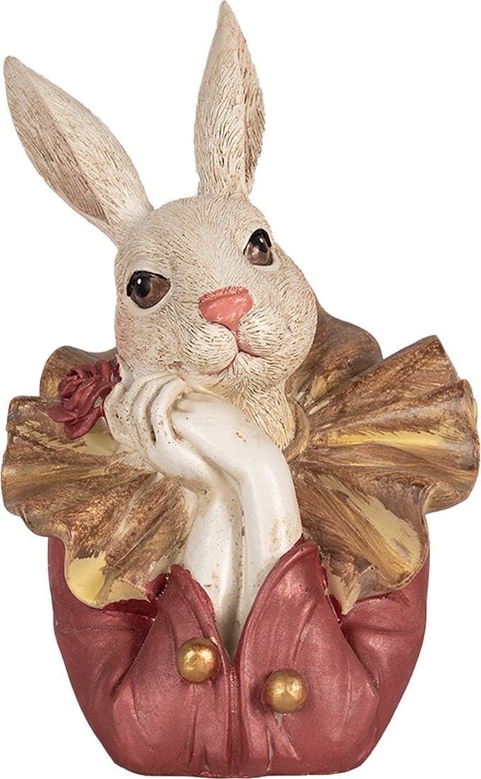 Clayre & Eef Beeld Konijn 17 cm Beige Roze Polyresin