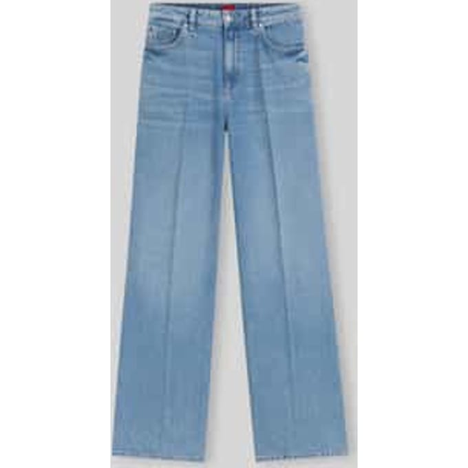 Wide leg jeans van puur katoen met persplooien