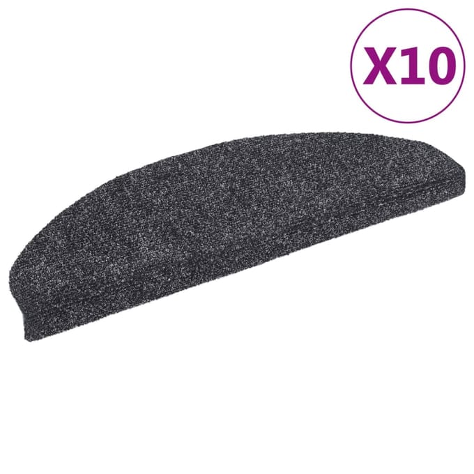 vidaXL - Trapmatten - Zelfklevend - 10 - st - 65x21x4 - cm - Donkergrijs - Halfrond - Groot