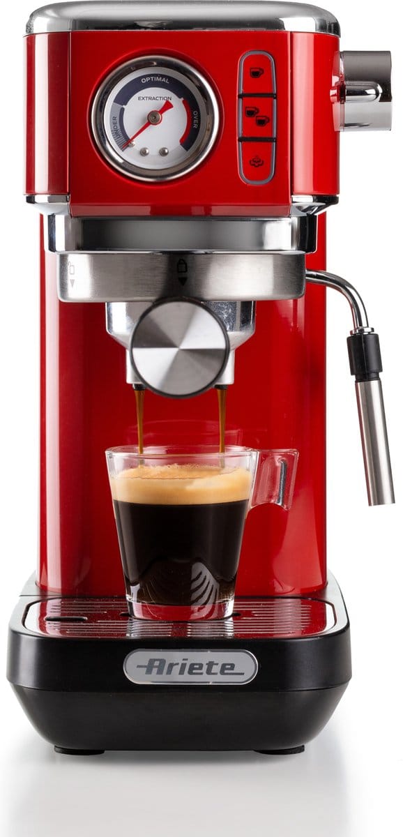 Ariete 1381/33 Moderna - Espressomachine/Pistonmachine - 15 bar - inhoud 1.1 liter - Manometer - Rood