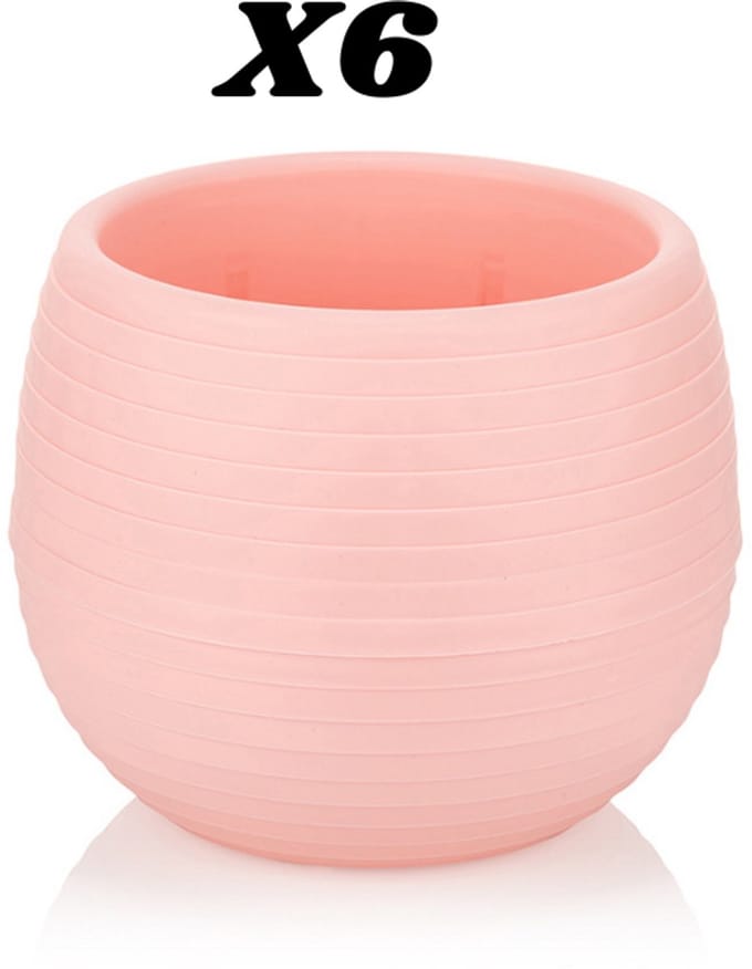 6st ronde cactus bloempotten roos 13cm met drainage UV-bestendige stekpotjes