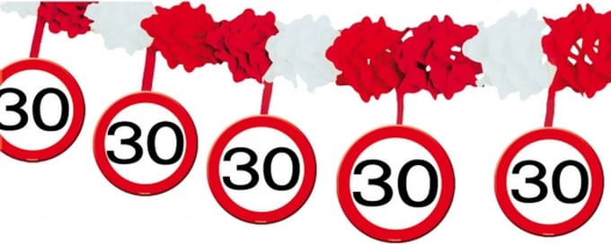 Slinger 30 jaar - stopborden - 4 meter - papier - 30e verjaardag - versiering - Feestartikelen/versiering