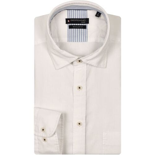 Giordano Overhemd Verona Button Under Washed Tencel Chambray Wit / male