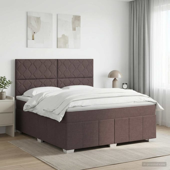 vidaXL - Boxspringbed - met - matras - Donkerbruin - 160 - x - 200 - cm - Stof