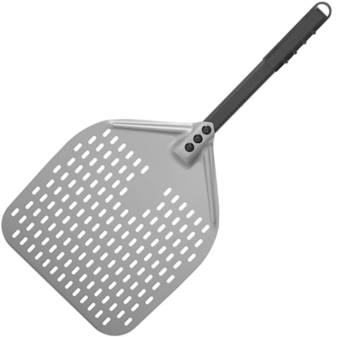 HENDI Vierkante geperforeerde pizzaschep – geanodiseerd aluminium – korte handgreep – 350x710 mm