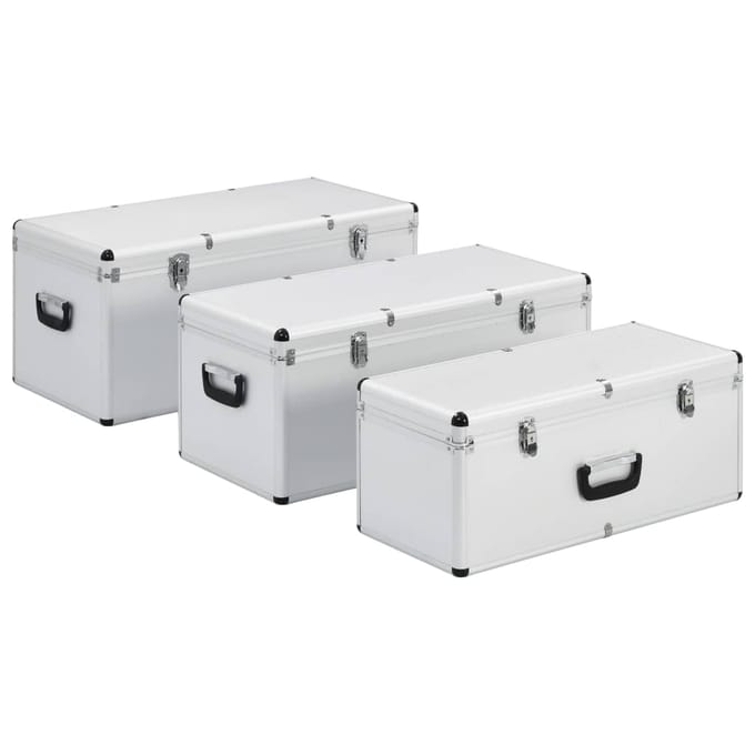vidaXL - Opbergkoffers - 3 - st - aluminium - zilverkleurig