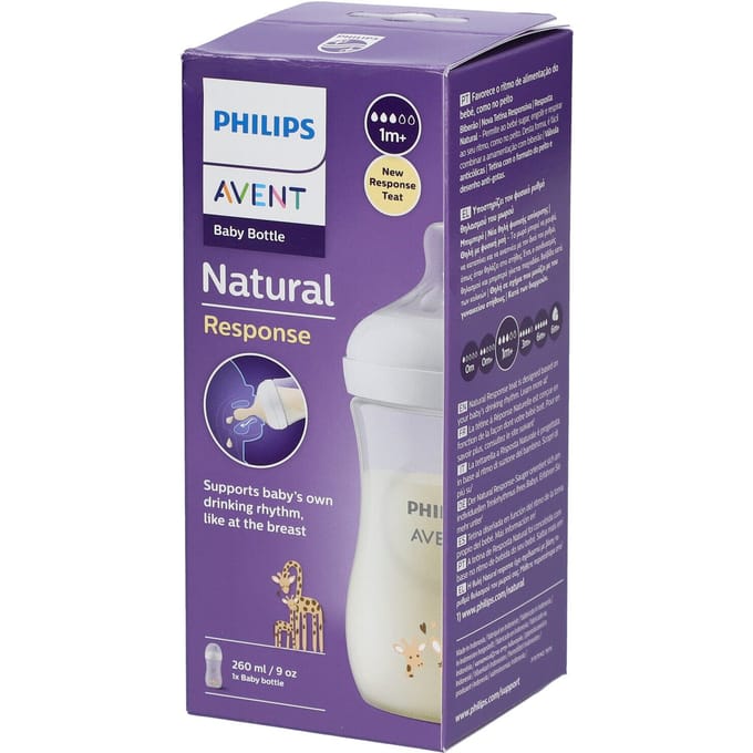 Philips Avent Natural Response babyfles – 260 ml – flow 3 – Giraffe - SCY903/66