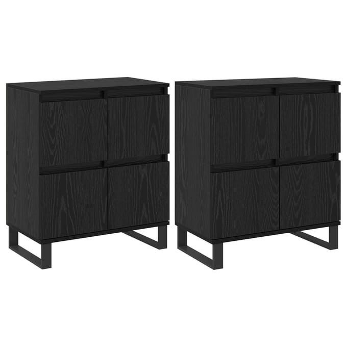 vidaXL - Dressoir - 2 - st - Zwart - Eiken - 60 - x - 35 - x - 70 - cm